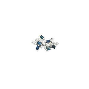 Baguette Diamond and Blue Sapphire Cluster Cocktail Ring