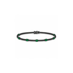 Black Diamonds and Emeralds Tennis Bracelet
