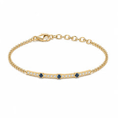 Blue Sapphires and Diamonds Bar Chain Bracelet