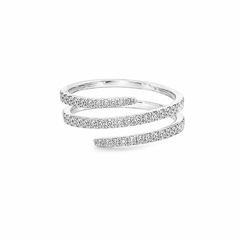 Diamond Spiral Wrap Around Ring in White Gold