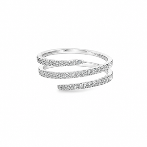 Diamond Spiral Wrap Around Ring in White Gold