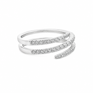 Diamond Spiral Wrap Around Ring in White Gold