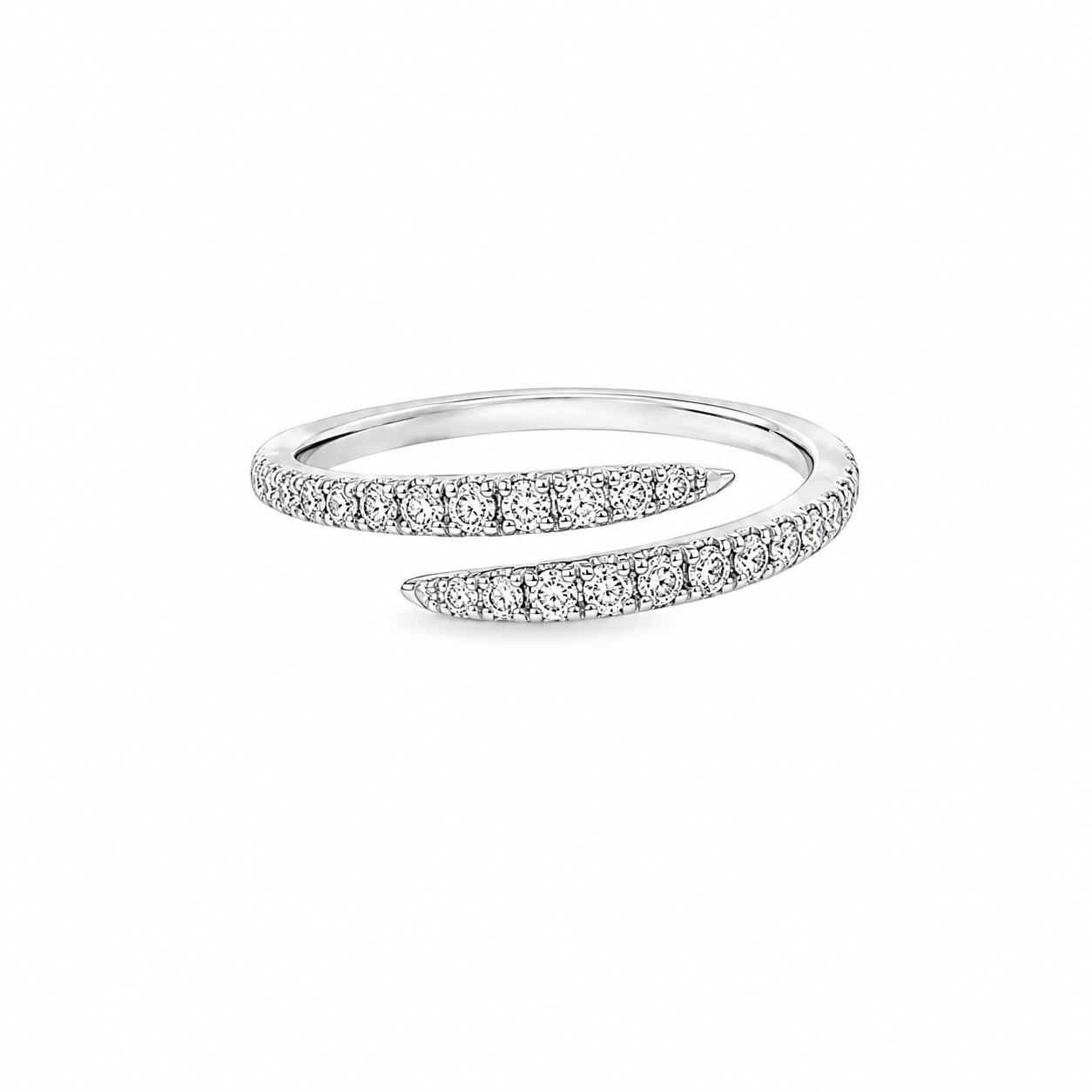Diamond Pavé Bypass Ring in White Gold