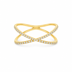 Pave "X" Diamond Ring