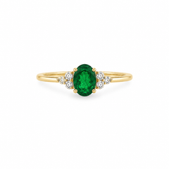 Oval-Cut Emerald and Diamond Cocktail Ring