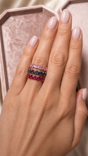 Staggered Baguette Ruby Ring