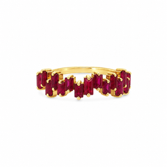 Staggered Baguette Ruby Ring