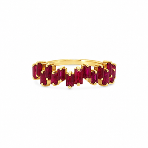 Staggered Baguette Ruby Ring