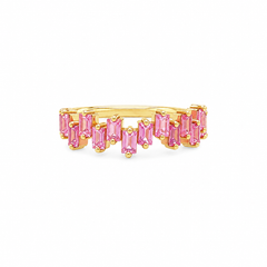 Staggered Baguette Pink Sapphire Ring