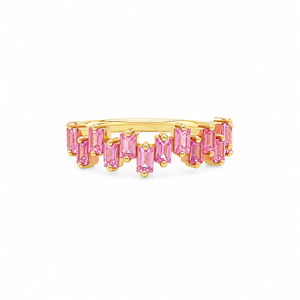 Staggered Baguette Pink Sapphire Ring