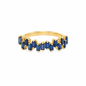 Staggered Baguette Blue Sapphire Ring