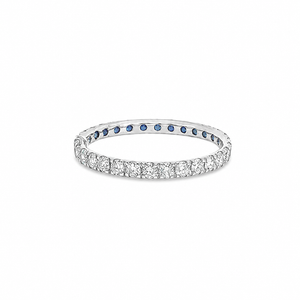Half Eternity Paved Diamond and Half Blue Sapphire Ring
