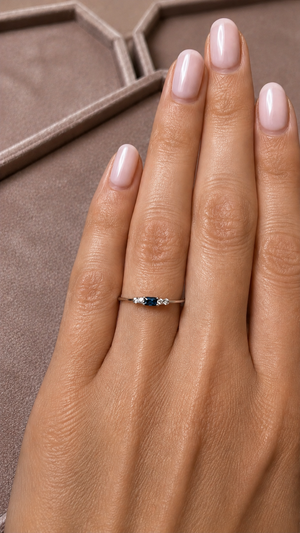 Skinny Blue Sapphire Stackable Ring