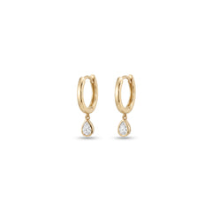 Diamond Drop Hoop Earrings - 10mm