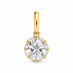 The Round Lab Grown Pendant in Yellow Gold