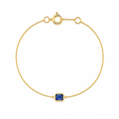 Emerald-Cut Blue Sapphire Bezel Chain Bracelet
