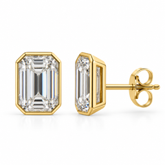 The Emerald-Cut Bezel Studs | 5 CTW Lab-Grown Diamonds in Yellow Gold