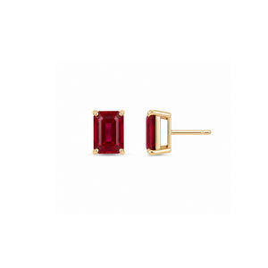 Emerald-Cut Ruby Stud Earrings