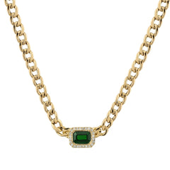 Emerald Cut Emerald Cuban Link Chain