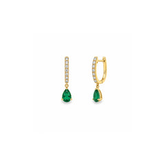 Emerald Drop and Diamond Earrings