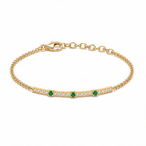 Emerald and Diamonds Bar Chain Bracelet