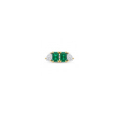 Emerald and Pear Diamond Two-Stone Stud Earrings