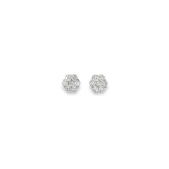 Floral Diamond Cluster Stud Earrings