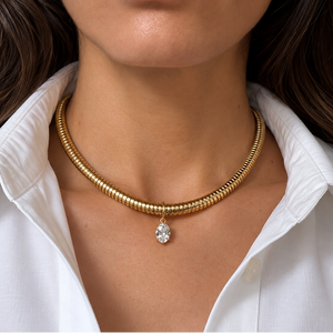 The Oval Lab Grown Pendant in Yellow Gold