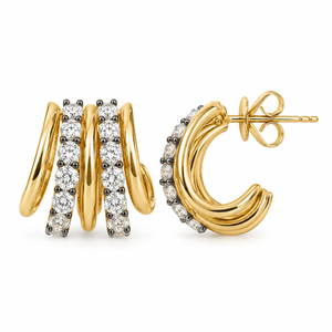 The Diamond Cage Huggie Earrings