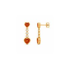 Heart-Shaped Citrine Drop Earrings