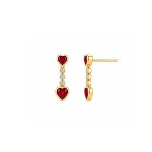 Heart-Shaped Garnet Drop Earrings