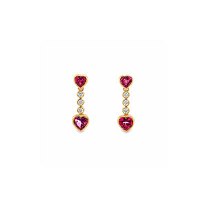 Heart-Shaped Pink Topaz Drop Earrings