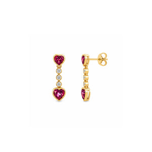 Heart-Shaped Pink Topaz Drop Earrings