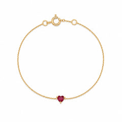 Heart-Shaped Ruby Chain Bracelet