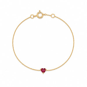 Heart-Shaped Ruby Chain Bracelet