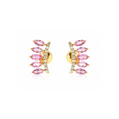 Marquise Pink Sapphire and Diamond Climber Earrings