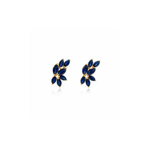 Marquise Sapphire Leaf Cluster Earrings