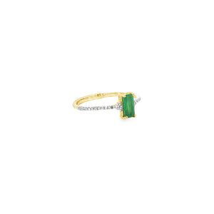 Mini Emerald and Pavé Diamond Ring