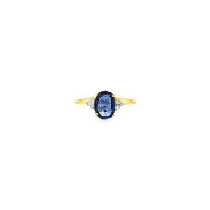 Oval Blue Sapphire and Six-Stone Diamond Cocktail Ring
