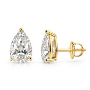 The Yellow Gold Pear Solitaire Studs | 6 CTW Lab-Grown Diamonds