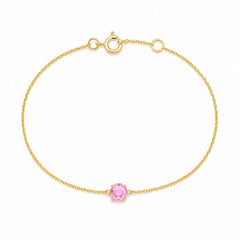 Pink Sapphire Solitaire Chain Bracelet