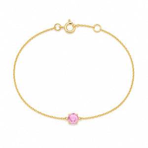 Pink Sapphire Solitaire Chain Bracelet