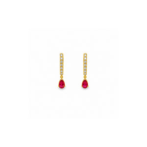 Ruby Drop Earrings with Diamonds