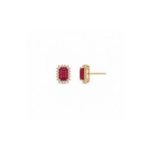 Ruby Studs with Halo Diamonds