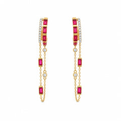 Ruby and Diamond Hoop Drop Chain