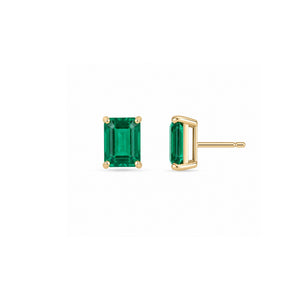 Small Emerald Cut Emerald Studs