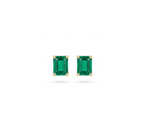 Small Emerald Cut Emerald Studs