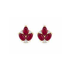 Three Leaf Ruby Earrings