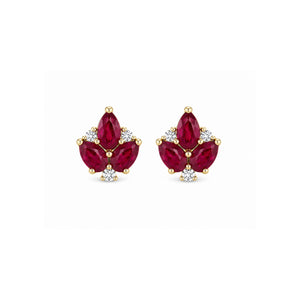 Three Leaf Ruby Earrings
