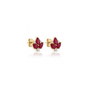 Three Leaf Ruby Earrings